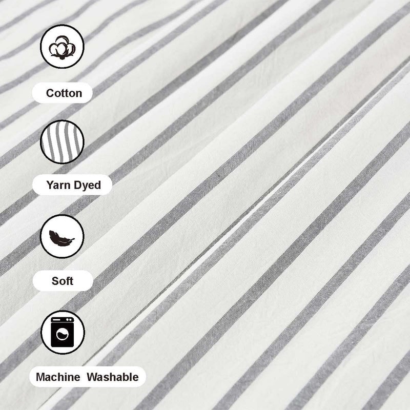 DOSLY IDÃ‰ES Farmhouse Shower Curtain,Beige and Gray Stripe,Button Curtain,Linen and Cotton Woven Fabric,Rustic Charm Country Chic Style,72x72 in - Image 4